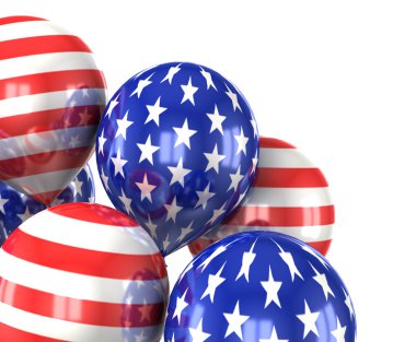 Balls with symbols of the U.S. on a white background clipart