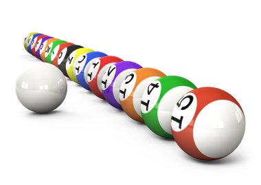 Billiard balls out of American billiards on a white background clipart