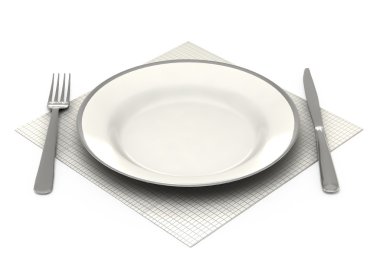 Tableware in the restaurant on a white background clipart