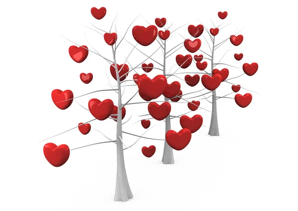 Romantiska Träd Med Blad Form Hjärtan — Stockfoto