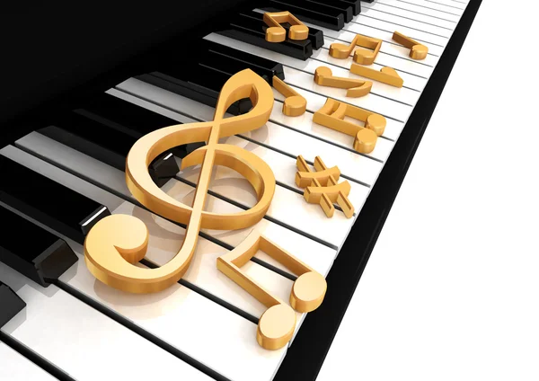 Treble clef is on the piano — Stock Photo, Image