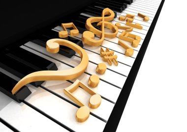 Treble clef is on the piano keys clipart