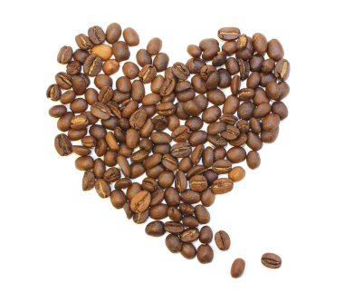 Whole lovely coffee beans on white background clipart