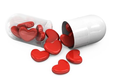 Pills laid out as a heart shape clipart