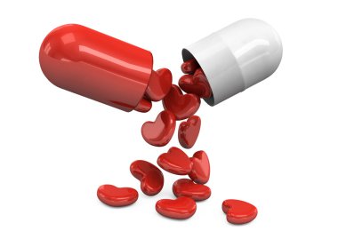 Pills laid out as a heart shape clipart