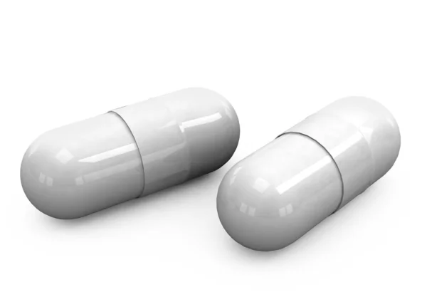 White Pill White Background — Stock Photo, Image