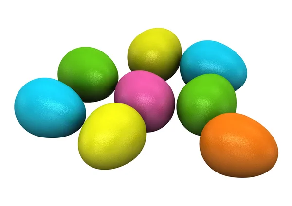 Gekleurde Pasen Eieren Witte Achtergrond — Stockfoto