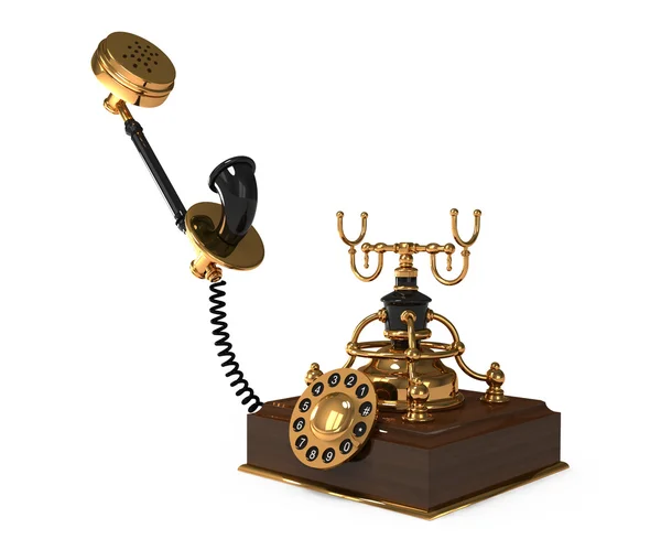 stock image Traditional vintage rotary style telephone on white