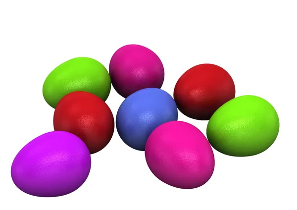 Beyaz Arka Plan Üzerinde Renkli Paskalya Yortusu Yumurta — Stok fotoğraf