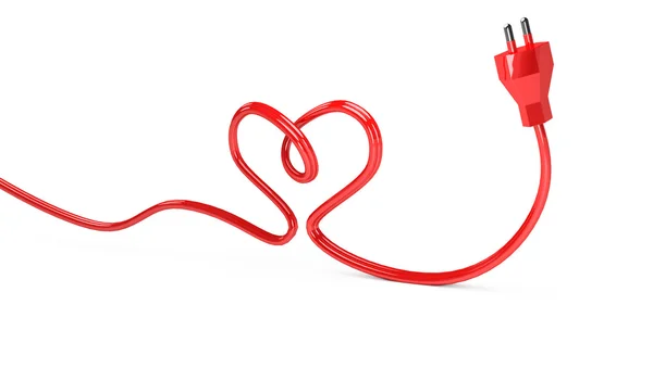 3D kontura srdce od elektrický kabel — Stock fotografie