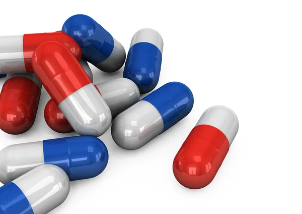 Diferentes Comprimidos Pílulas Fundo Branco — Fotografia de Stock