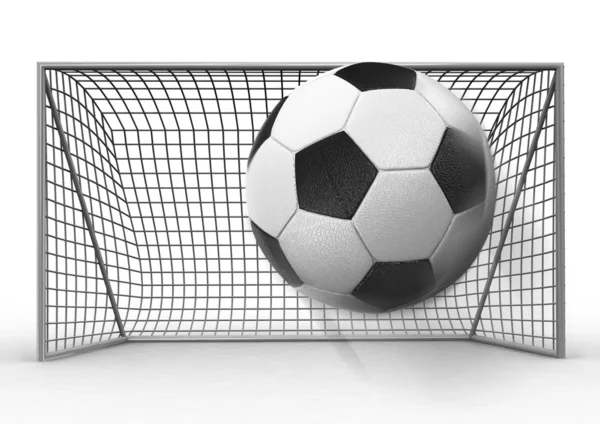 3d soccer ball and gates — Stock Photo, Image