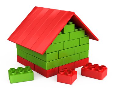 3D house of the plastic pieces of children's play clipart