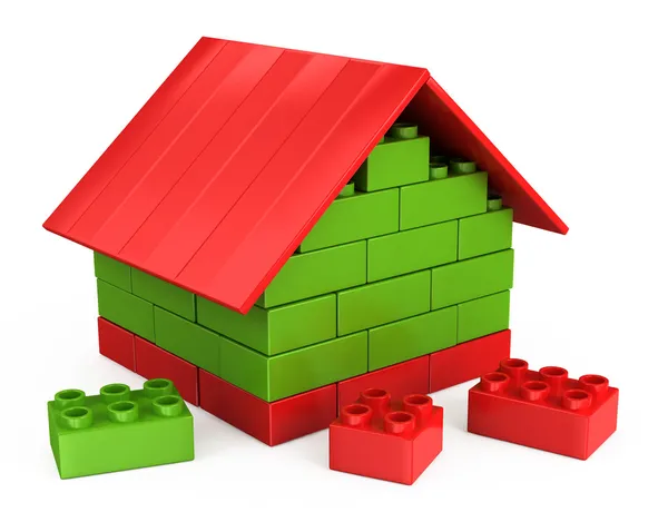 बच्चों के खेल के प्लास्टिक टुकड़े के 3 डी घर — स्टॉक फ़ोटो, इमेज