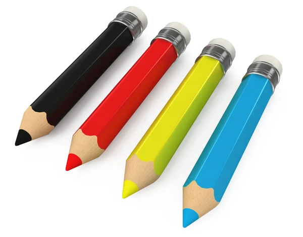 Lápices de color 3d aislados —  Fotos de Stock