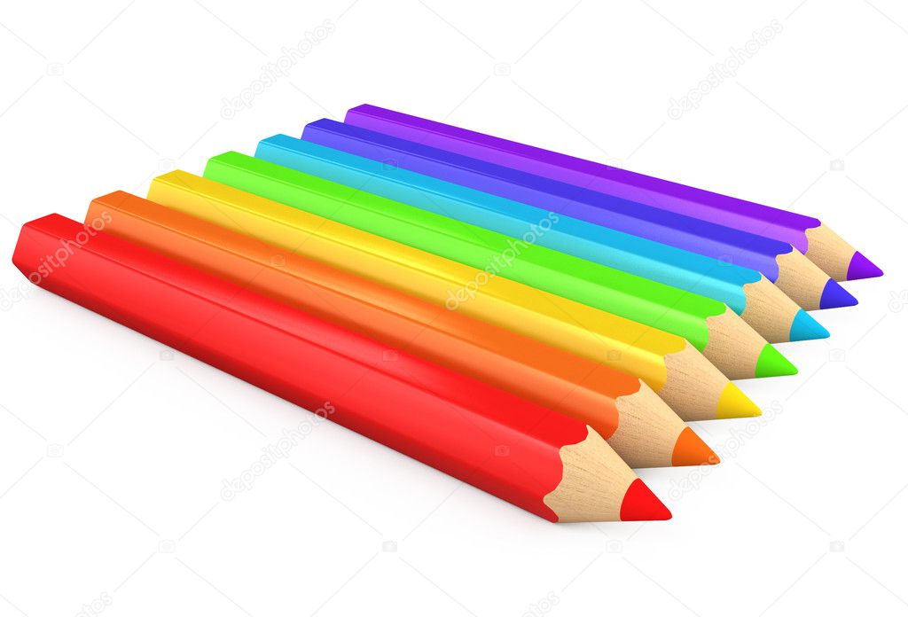 3d color pencils isolated