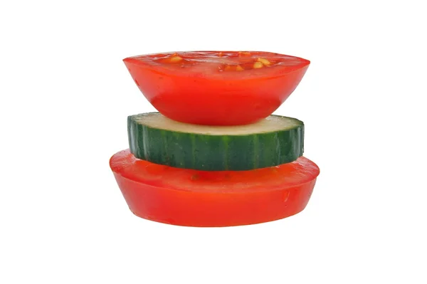 Tomatoes with cucumber — Stock Photo, Image