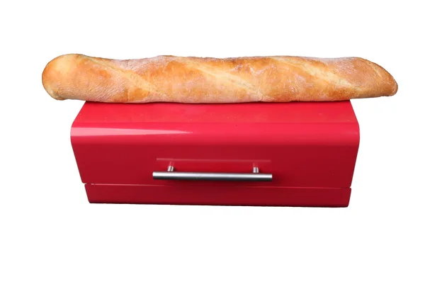 Bread box with baguette — Stock Photo, Image