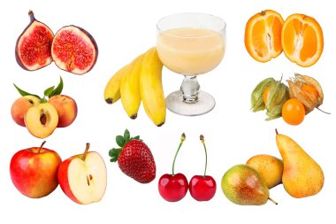 Fruits released on white background clipart