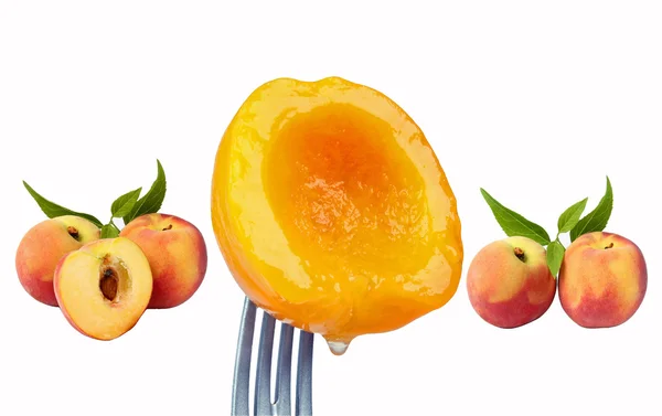 Peaches White Background — Stock Photo, Image