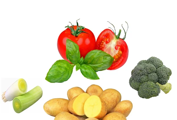 Gemüse Auf Weißem Untergrund Freigelassen — Stockfoto