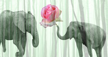 Elephants-Love clipart