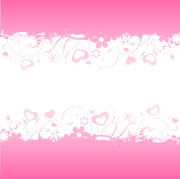 Розовый Фон Растущими Сердцами Цветами — стоковый вектор