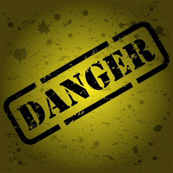 Grunge Timbre Danger Sur Fond Jaune — Image vectorielle