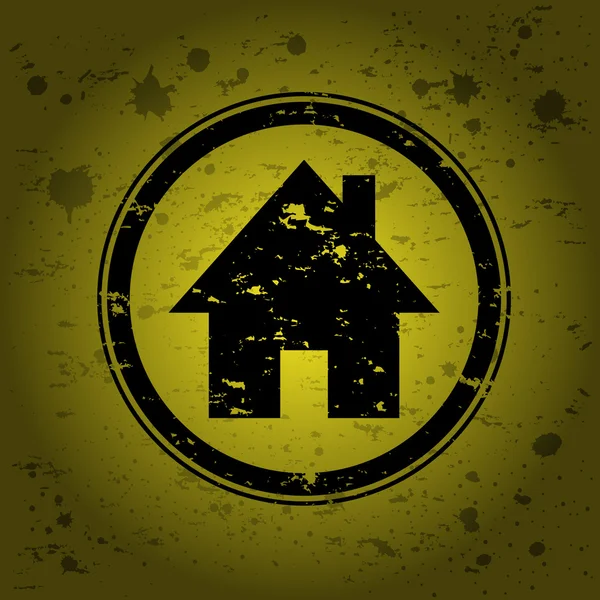 Czarny Ilustracja Pieczęć Domu Żółtym Tle — Wektor stockowy