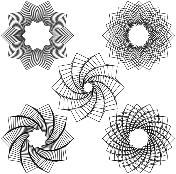 Vijf zwarte spiralen — Stockvector