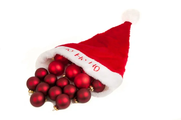 Hat santa with baubles — Stock Photo, Image
