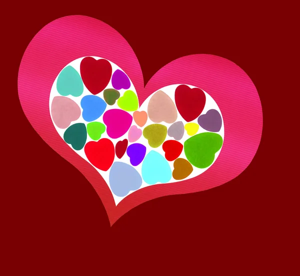 Pink heart on red — Stock Photo, Image