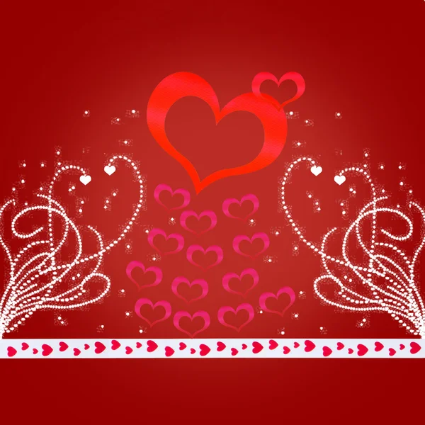 Carte Saint Valentin Rouge Avec Beaucoup Cœur — Photo