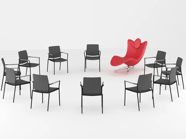Office armchairs standing in a circle, indoors — Stock Photo, Image