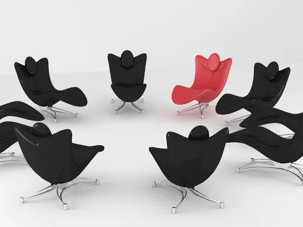 Office armchairs standing in a circle, indoors — Stock Photo, Image