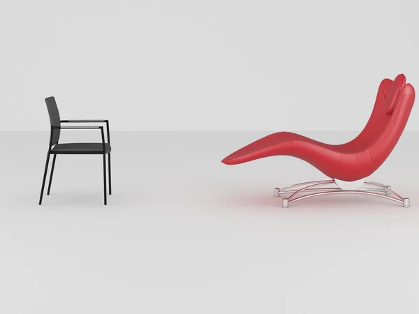 Two office armchairs indoor, render/illustration — Stock Photo, Image