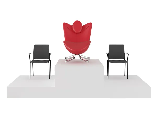 Особливе червоне зручне офісне крісло між звичайним — стокове фото