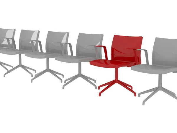 Office armchairs standing in a row, isolated — Stock Photo, Image