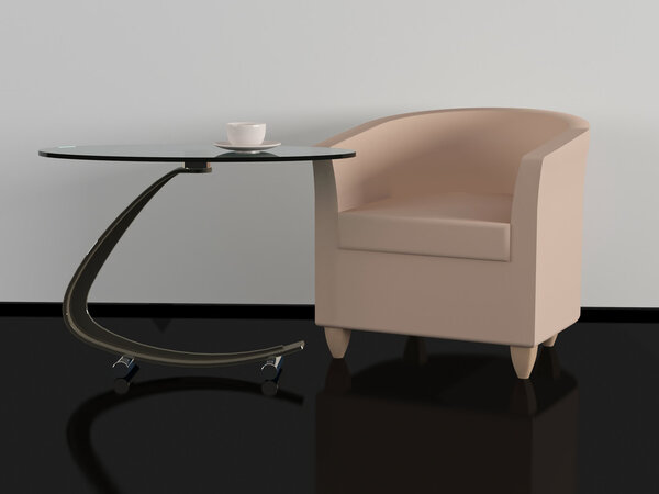 Brown sofa and coffee table indoor