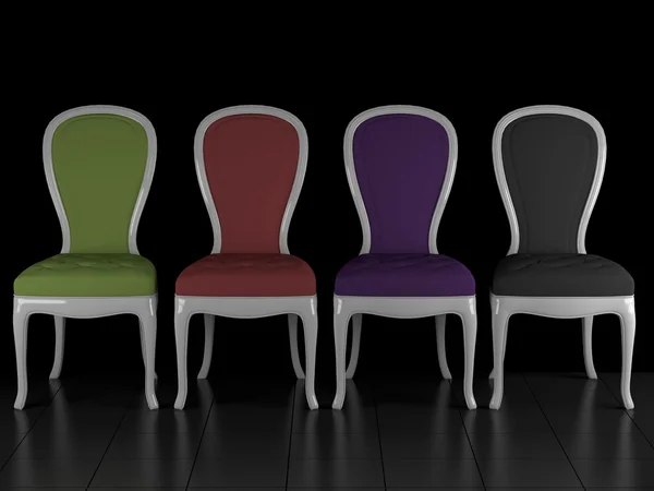 Klasyczne fotele z rzędu, kryty — Zdjęcie stockowe
