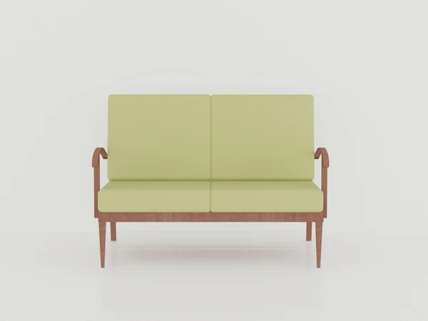 Grön soffa inomhus, 3d — Stock fotografie
