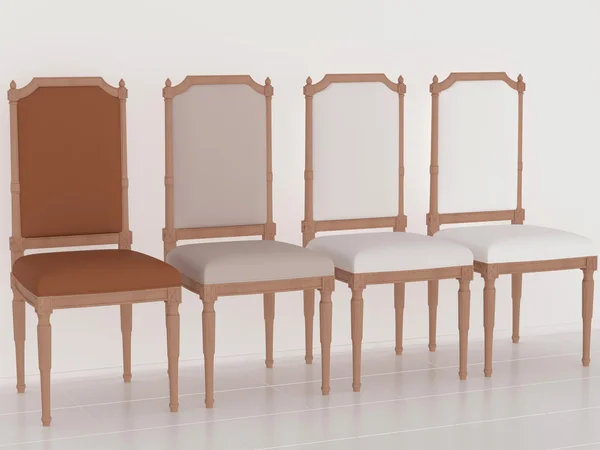 Cuatro sillones marrones clásicos — Foto de Stock