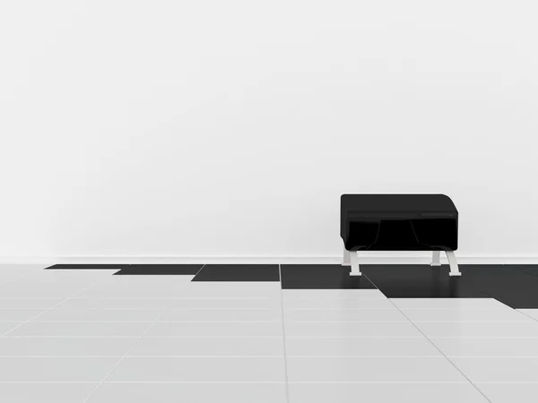 Black sofa indoor, 3d — Stock Photo, Image