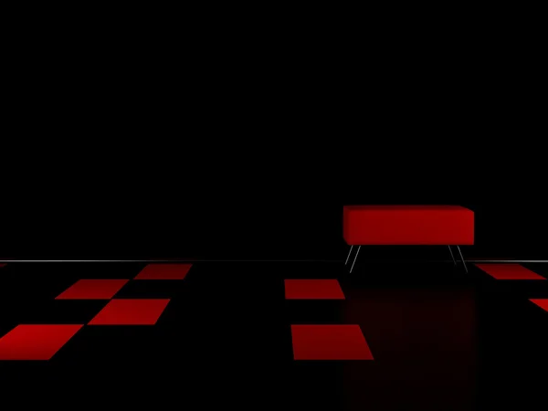 Rotes Sofa drinnen, 3d — Stockfoto