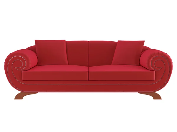 Klasyczna sofa czerwony na białym tle — Zdjęcie stockowe