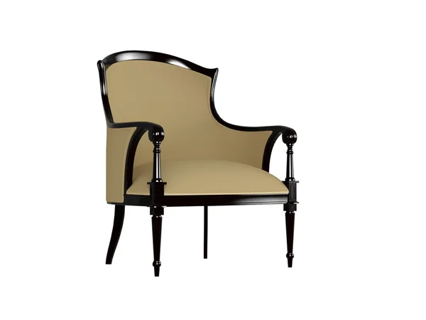Klasyczny fotel brązowy, na białym tle — Zdjęcie stockowe