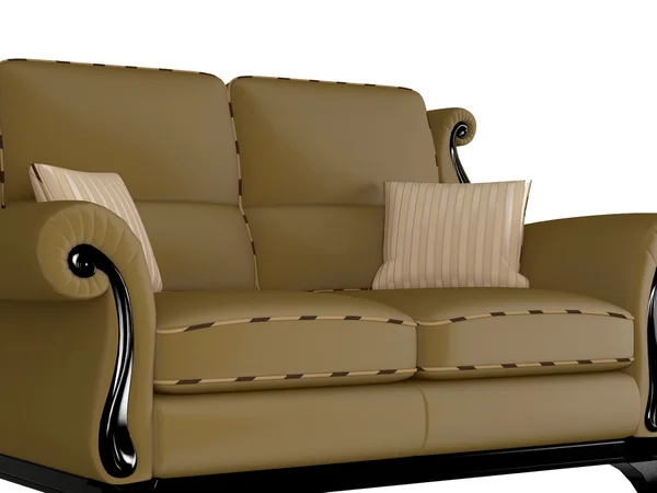Klasyczna sofa brązowy, na białym tle — Zdjęcie stockowe