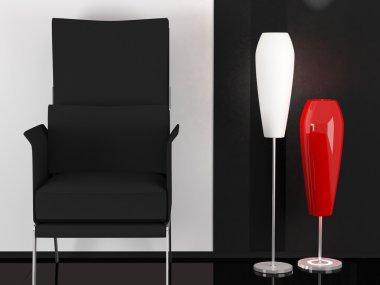 Modern black armchair indoor clipart
