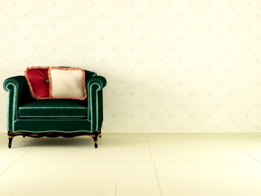 Classic green sofa indoor clipart