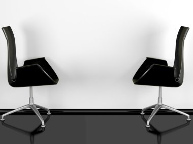 Two black office armchairs indoor